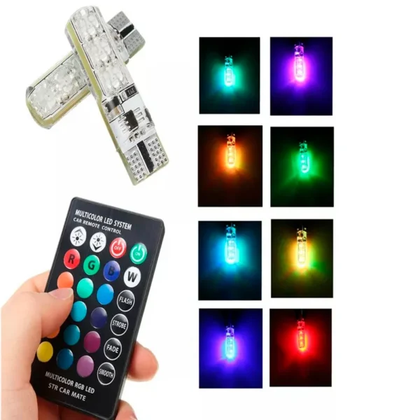 Led T10 Multicolor Posicion Rgb Con Control - Image 4