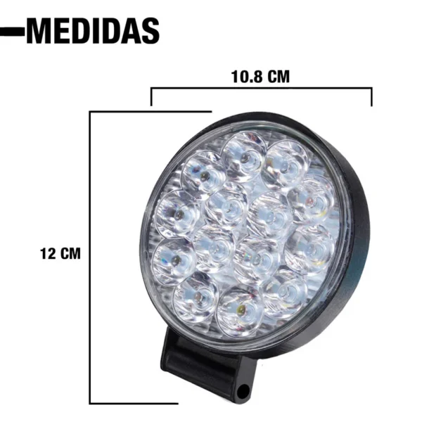 Faro Led Auxiliar Circular 14 Led Color Blanco 12/24V 42W - Image 3