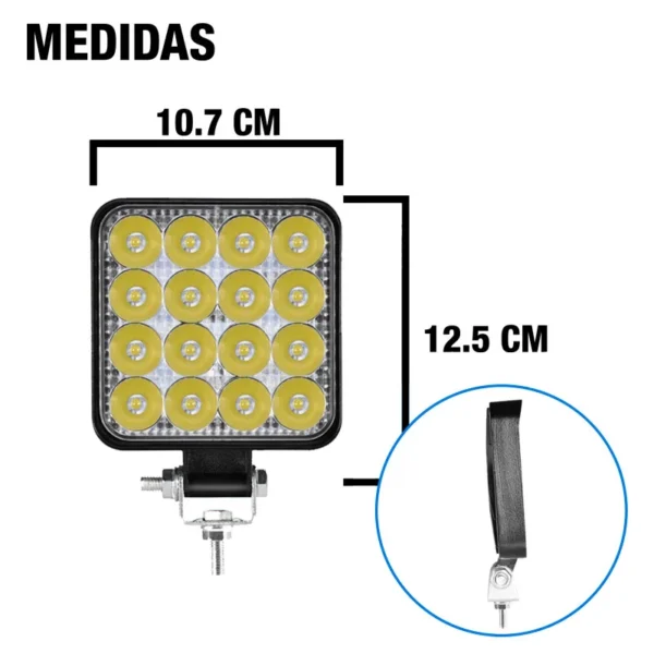 Faro Led Cuadrado 16 Leds 12/24V 48W Blanco - Image 6