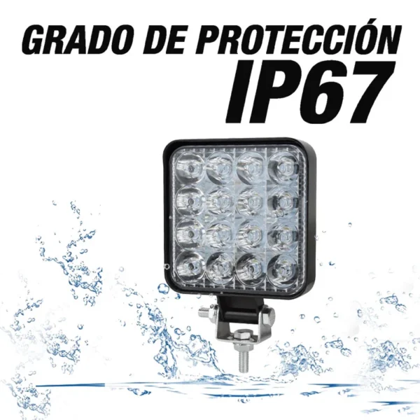 Faro Led Cuadrado 16 Leds 12/24V 48W Blanco - Image 4