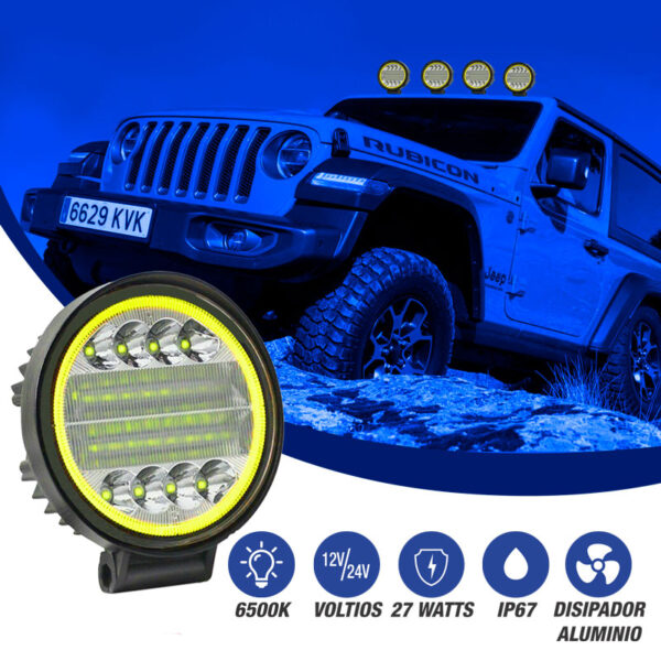 Faro Led Circular Wrangler Renegade Harley 12V 40W C/Ojo De Angel - Image 3