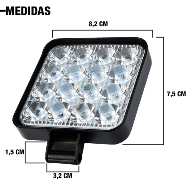 Faro Led Cuadrado Mini 16 Leds 12/24V 48W Blanco - Image 2