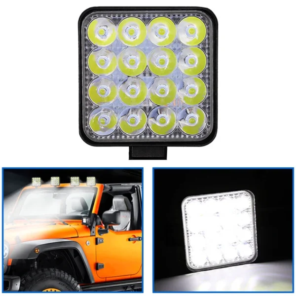 Faro Led Cuadrado Mini 16 Leds 12/24V 48W Blanco - Image 4