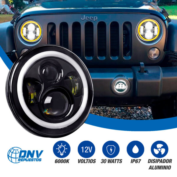 Faro Led Circular Wrangler Renegade Harley 12V 40W C/Ojo De Angel - Image 5