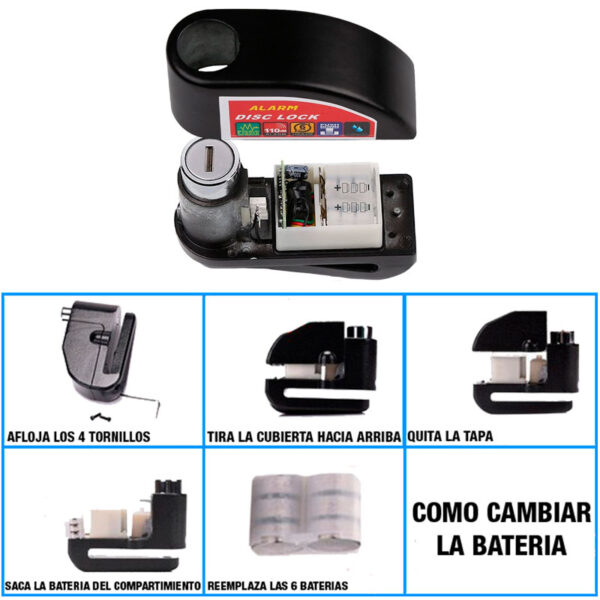 Candado Blindado Para Moto Traba Disco Con Alarma 2 Llaves - Image 4