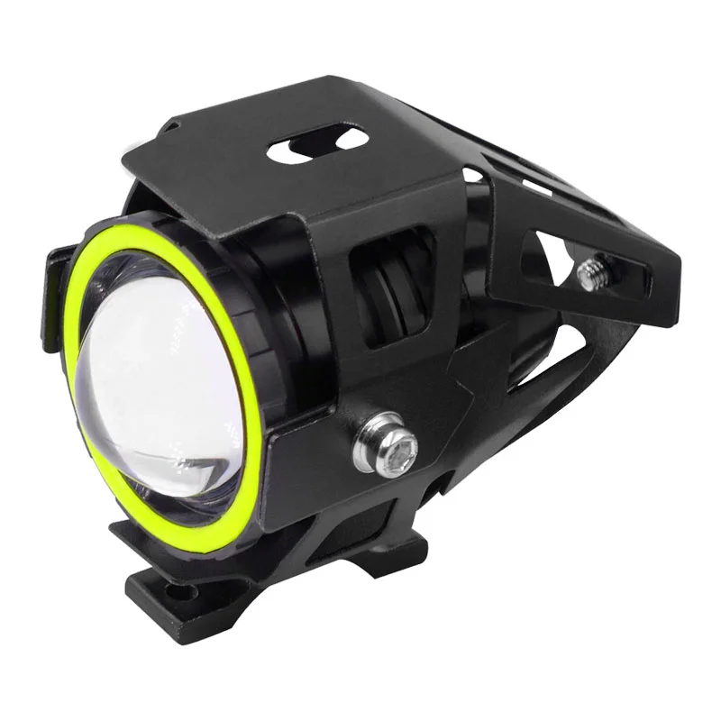Faro Led Auxiliar Moto Lupa U7 12V 10W 2000 Lm C/Ojo De Angel Blanco