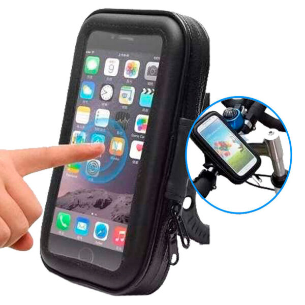 Soporte Celular Bicicletas Moto Con Cierre Y Screen Protector 6.5 Pulgadas Negro - Image 2
