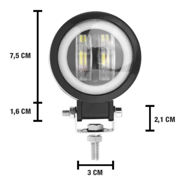 Faro Led Circular 12/24V 10W Blanco C/Ojo De Angel Blanco - Image 2