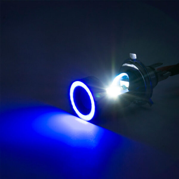 Lampara H4 Led Blanco, Con Ojo De Angel Azul - Image 4