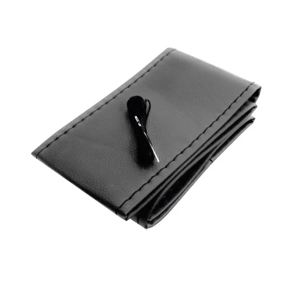 Cubre Volante Universal Con Cuerina Para Coser Negro Con Costura Negra