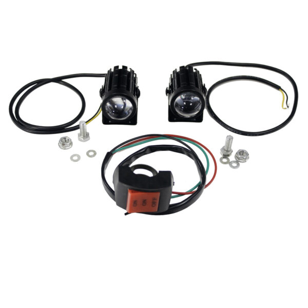 Kit Mini Faros Auxiliares Led Moto 12V 20W Blanco/Ambar C/Tecla - Image 2