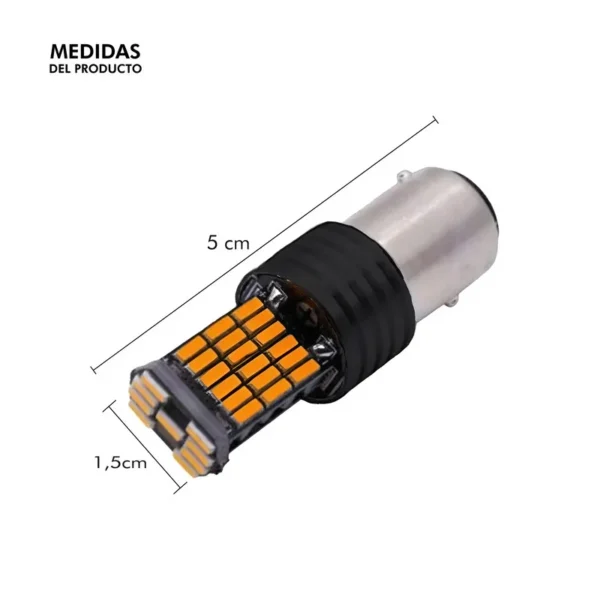 Lampara Led 2 Polos - 1157 P21/5W 45 Led Cambus - Ambar 12V - Image 2