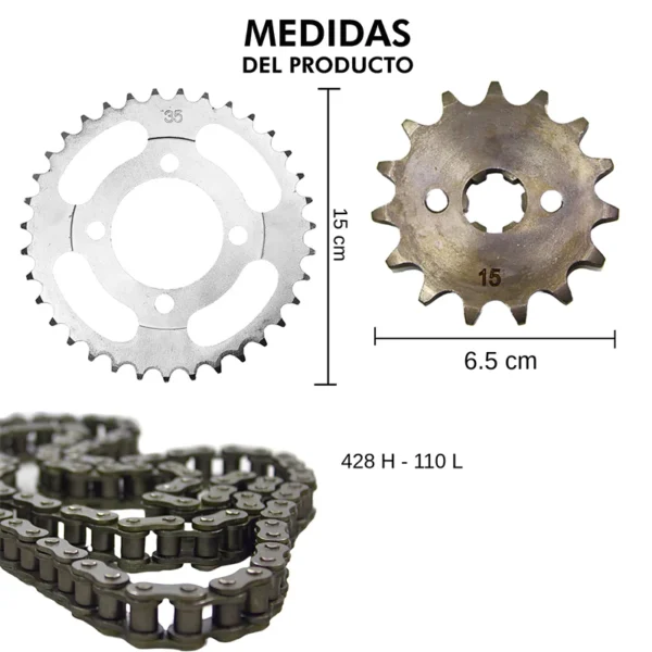 Kit Transmision Moto  15/35T 428H-110 - Image 2
