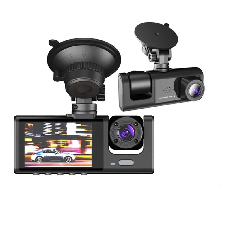 Grabador De Conducción 3 Lentes Dvr Hd 1080P Tres Vías Dvr
