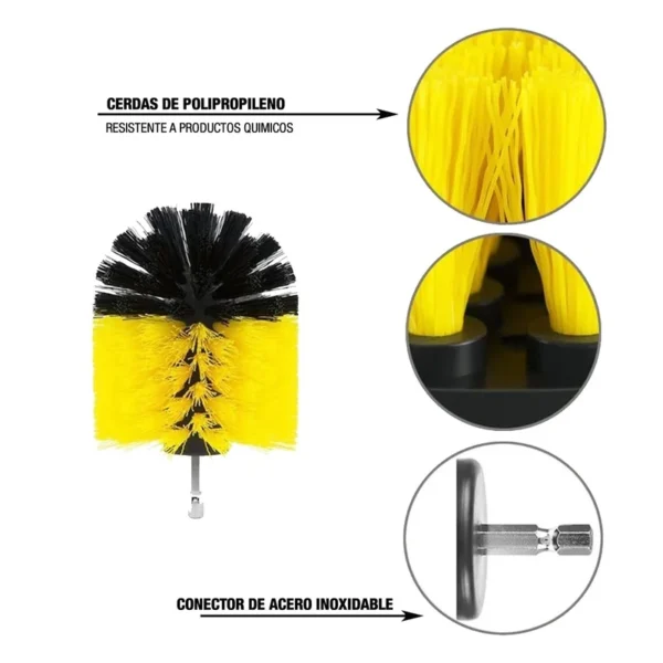 Cepillo Para Taladro Limpieza De Tapizados Detailing Kit X32/ 3.5/ 4 Inch Drill Brush Three-Piece SetBristle Length 25.4Mm - Image 5