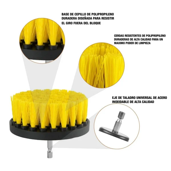 Cepillo Para Taladro Limpieza De Tapizados Detailing Kit X32/ 3.5/ 4 Inch Drill Brush Three-Piece SetBristle Length 25.4Mm - Image 4