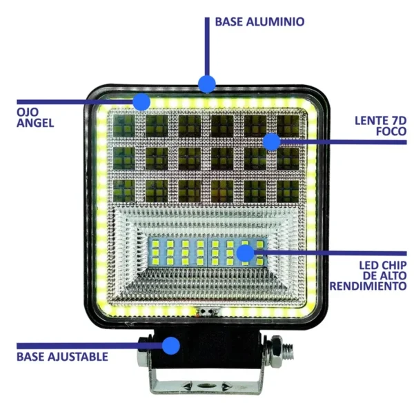 Faro Led Cuadrado C/Display Smd 12/24V 36W C/Ojo De Angel Blanco - Image 2