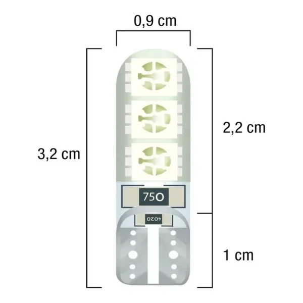 T10 Silica 6 Led - Canbus Azul 12V - Image 4