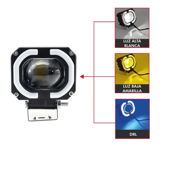 Faro Led Lupa 12/24V 30W Blanco Ambar C/Ojo Angel Azul - Image 3