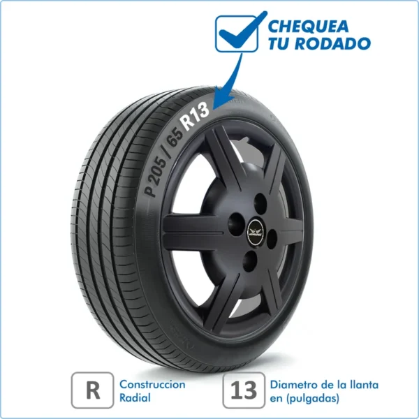 Taza Chevrolet Corsa Classic 99/11 13 Pulg Negro Mate - Image 2