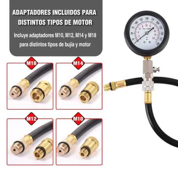 Kit Medidor Compresión para Motores Nafteros con Manómetro - Image 6