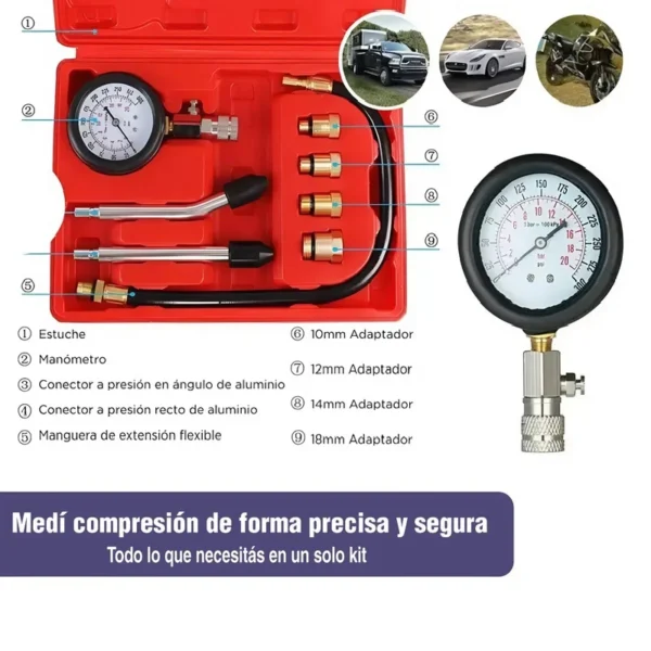 Kit Medidor Compresión para Motores Nafteros con Manómetro - Image 7
