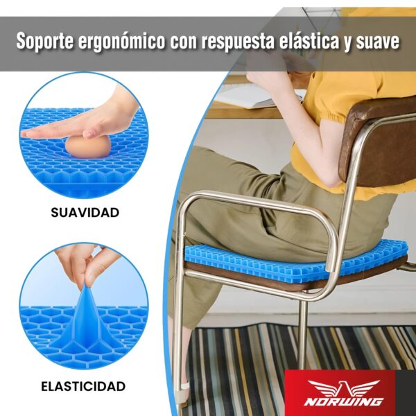 Cojín Asiento Gel Ergonómico Con Funda Antideslizante - Image 6