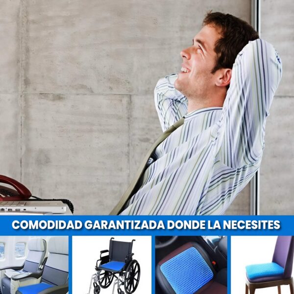 Cojín Asiento Gel Ergonómico Con Funda Antideslizante - Image 3