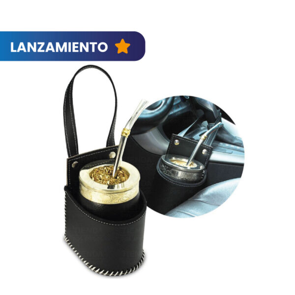 Porta mate para auto negro
