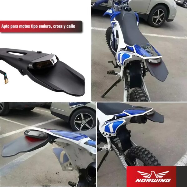 Guardabarro Trasero Moto Universal Con Luz LED - Image 3