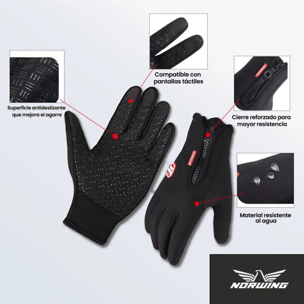 Guantes Térmicos Impermeables Talle XL Moto Táctiles Antideslizantes - Image 3