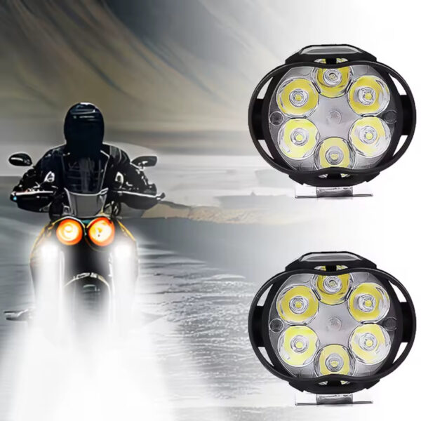 Kit 2 Faros LED Moto 6 Leds 12V 24V Con Interruptor - Image 5