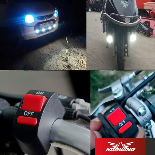 Kit 2 Faros LED Moto 6 Leds 12V 24V Con Interruptor - Image 3